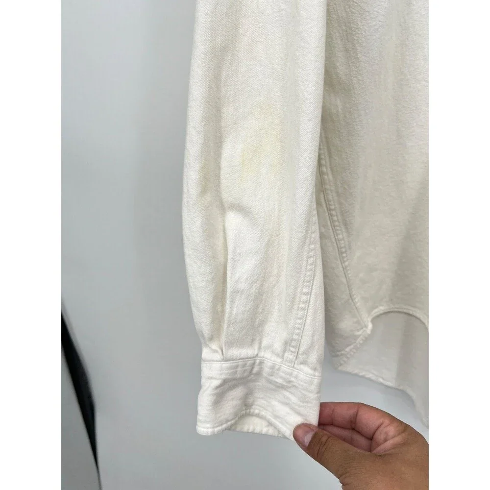 Banana Republic Adventure Outfitters Shirt L White Pearl Snap Safari 80s VTG